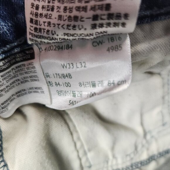 Levis 514 Jeans Mens 33x32 Blue Straight Slim Classic Cotton Blend Ripped Knee - Picture 9 of 12